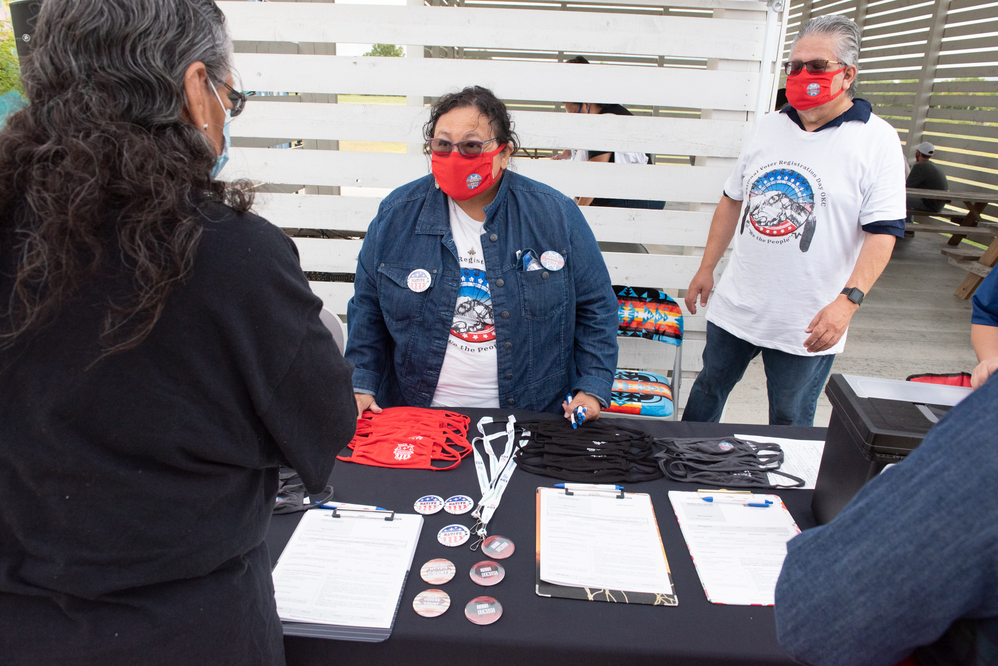 Roxanna Foster registers voters during National Voter Registration Day in Oklahoma City. 